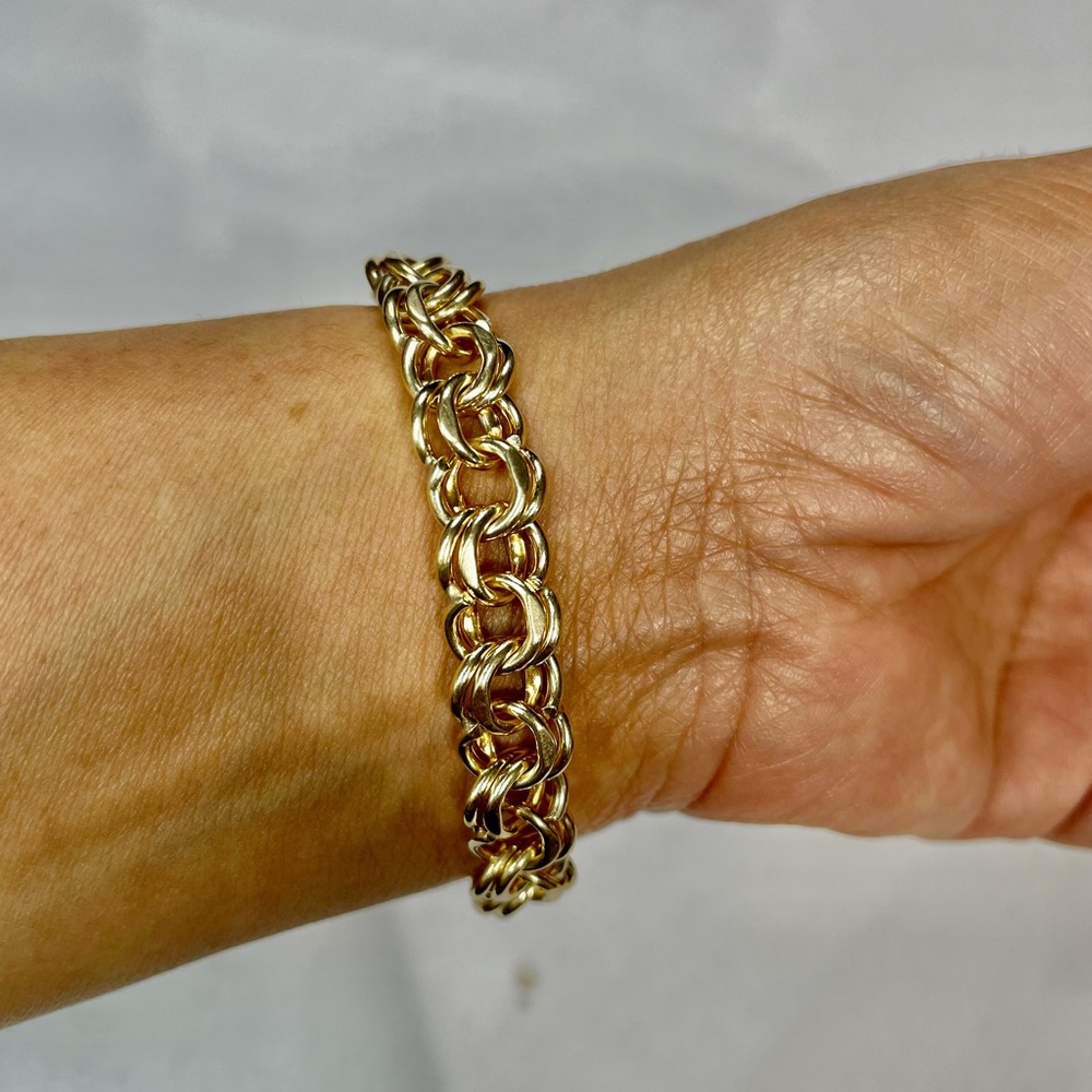 💰SOLD! 14K Yellow Gold Rolo Chain Link Bracelet - Picture 3 of 10